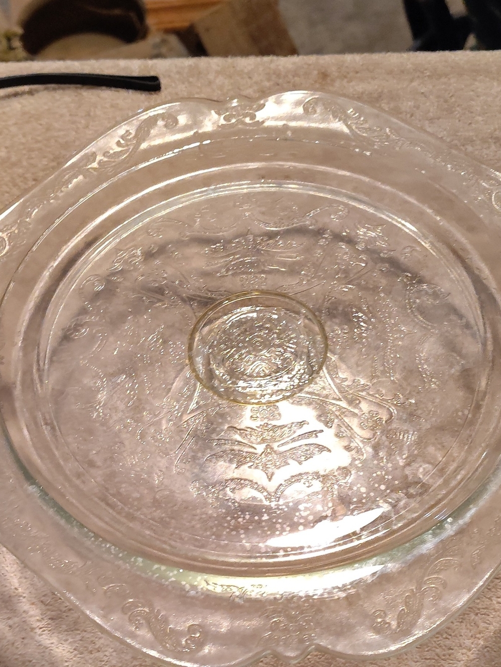 Clear Embossed Glass Serving Plate - Clear